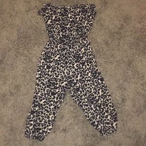 Leopard print Capri strapless romper